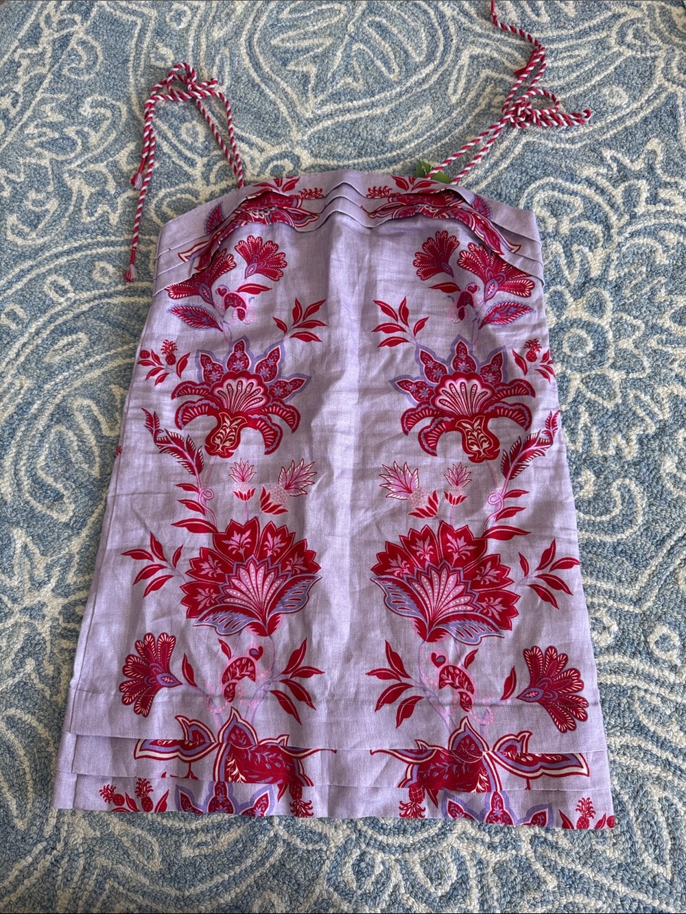 FARM Rio Lavender Mini Dress with Red Floral Print